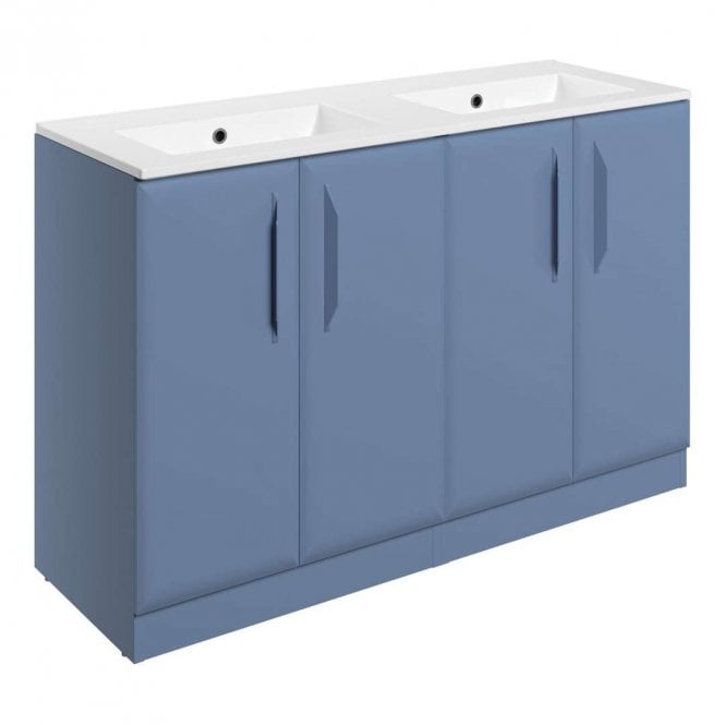 Dove Bathrooms Refresh 1210mm Matt Misty Blue Double Vanity Unit with 0TH Basin