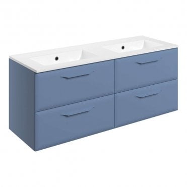 Refresh 1210mm Matt Misty Blue Wall Hung Double Vanity Unit with 0TH Basin
