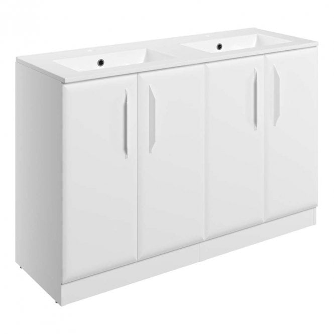 Dove Bathrooms Refresh 1210mm Matt White Double Vanity Unit with 2TH Basin