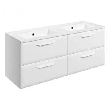 Refresh 1210mm Matt White Wall Hung Double Vanity Unit with 0TH Basin