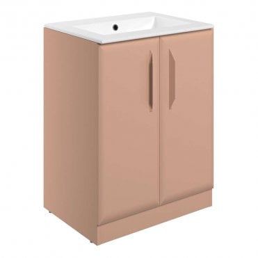 Refresh 615mm Matt Apricot 2 Door Vanity Unit with 1TH Basin