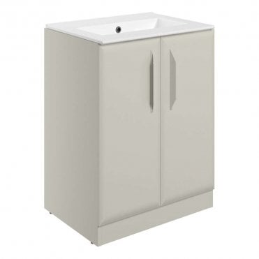 Refresh 615mm Matt Latte 2 Door Vanity Unit with No Tap Hole Basin