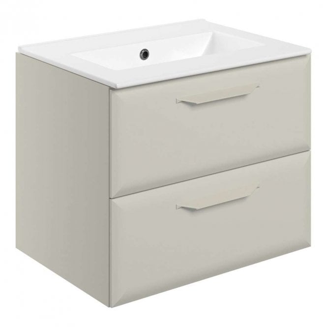 Dove Bathrooms Refresh 615mm Matt Latte Wall Hung 2 Drawer Vanity Unit with 0TH Basin