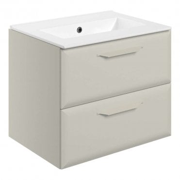 Refresh 615mm Matt Latte Wall Hung 2 Drawer Vanity Unit with 0TH Basin