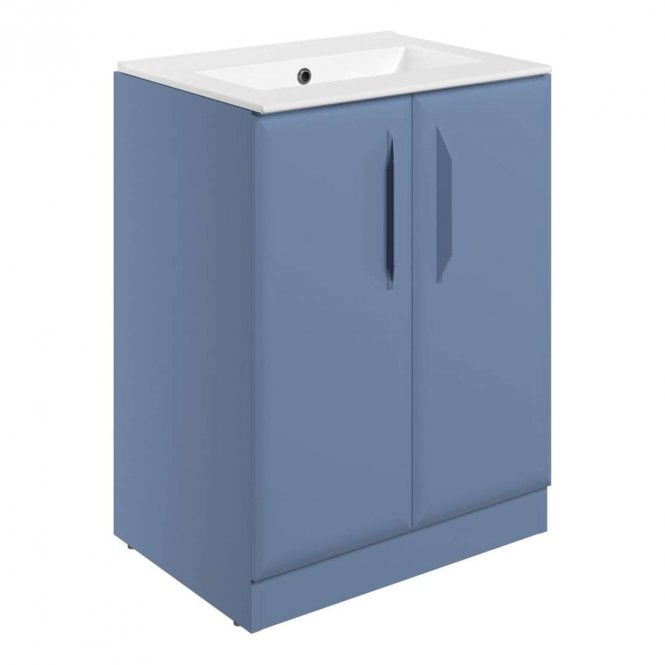 Dove Bathrooms Refresh 615mm Matt Misty Blue 2 Door Vanity Unit No Tap Hole Basin