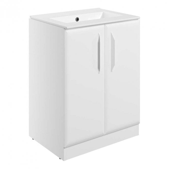 Dove Bathrooms Refresh 615mm Matt White 2 Door Vanity Unit with No Tap Hole Basin