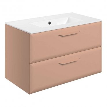 Refresh 815mm Matt Apricot Wall Hung 2 Drawer Vanity Unit with 1TH Basin