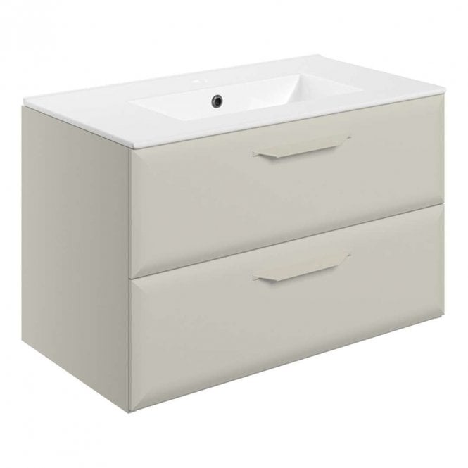 Dove Bathrooms Refresh 815mm Matt Latte Wall Hung 2 Drawer Vanity Unit with 1TH Basin