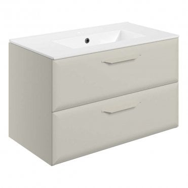 Refresh 815mm Matt Latte Wall Hung 2 Drawer Vanity Unit with 1TH Basin