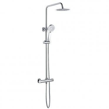 Round Chrome Thermostatic Bar Mixer with Overhead Drencher and Handset