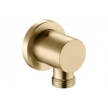 Round Shower Wall Outlet Elbow - Brushed Brass