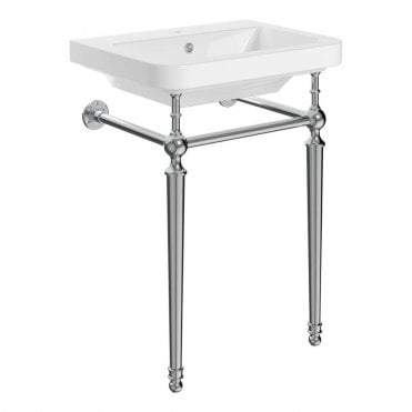 Sanctuary 610mm 1TH Basin with Traditional Chrome Washstand