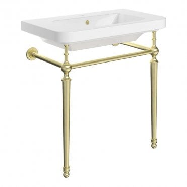Sanctuary 810mm 1TH Basin with Traditional Brushed Brass Washstand