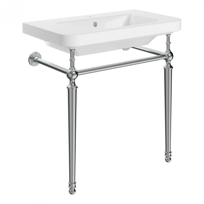 Dove Bathrooms Sanctuary 810mm 1TH Basin with Traditional Chrome Washstand