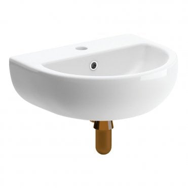 Savannah 450mm x 400mm 1TH Cloakroom Basin & Brushed Bronze Bottle Trap
