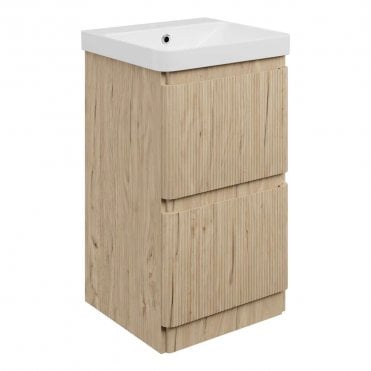 Serena 500mm 2 Drawer Vanity Unit & 1TH Basin - Textured Oak