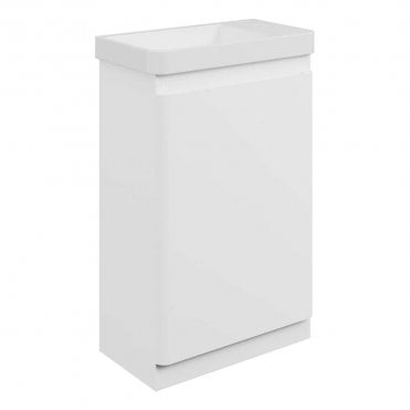 Serena 550mm 1 Door Slim Depth Vanity Unit & 1TH Basin - Matt White
