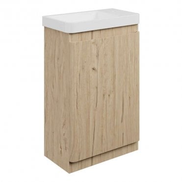 Serena 550mm 1 Door Slim Depth Vanity Unit & 1TH Basin - Textured Oak