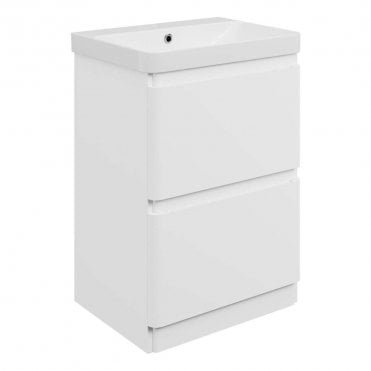 Serena 605mm 2 Drawer Vanity Unit & 1TH Basin - Matt White