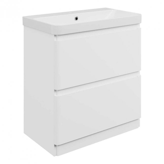 Dove Bathrooms Serena 805mm 2 Drawer Vanity Unit & 1TH Basin - Matt White