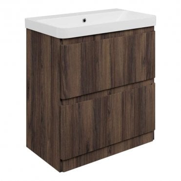 Serena 805mm 2 Drawer Vanity Unit & 1TH Basin - Textured Walnut