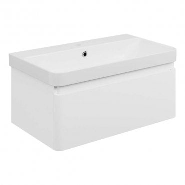 Serena 805mm Wall Hung 1 Drawer Vanity Unit & 1TH Basin - Matt White
