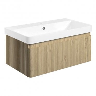 Serena 805mm Wall Hung 1 Drawer Vanity Unit & 1TH Basin - Textured Oak
