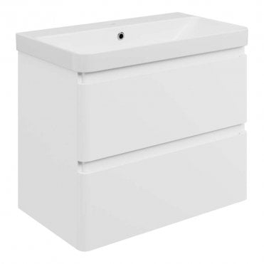 Serena 805mm Wall Hung 2 Drawer Vanity Unit & 1TH Basin - Matt White