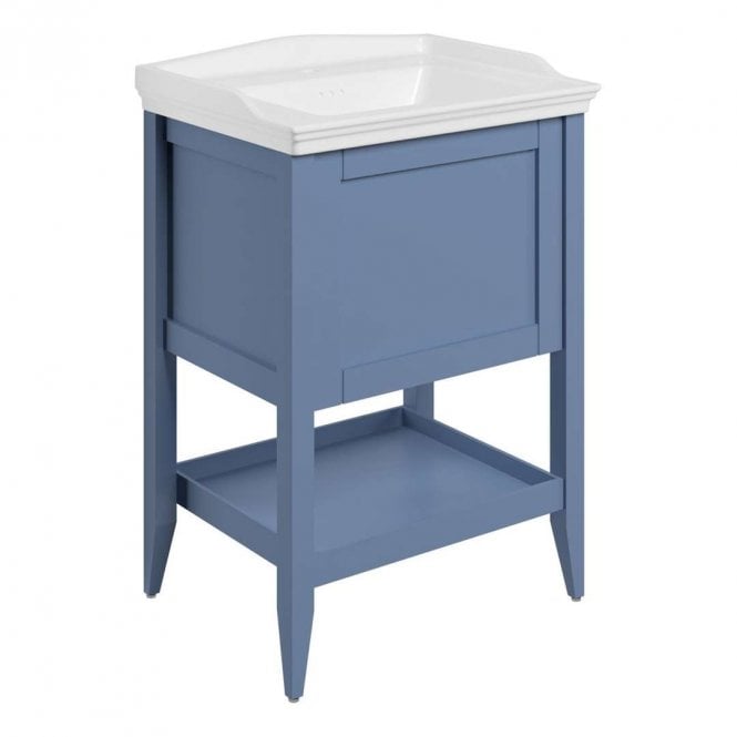 Dove Bathrooms Serene 650mm 1 Drawer Traditional Vanity Unit & 1TH Basin - Matt Misty Blue