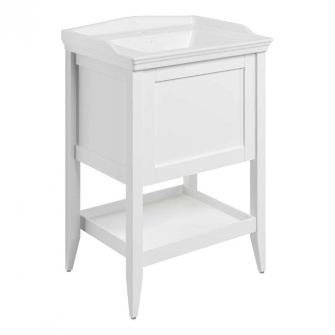Dove Bathrooms Serene 650mm 1 Drawer Traditional Vanity Unit & 1TH Basin - Matt White