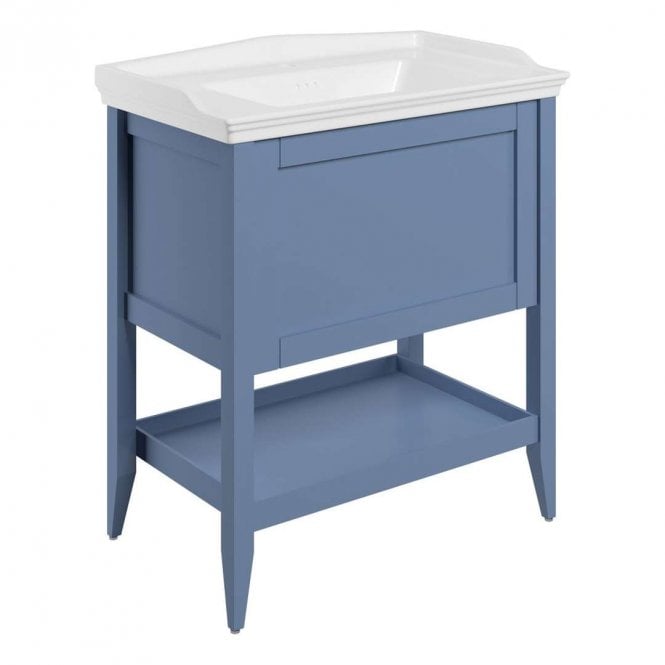 Dove Bathrooms Serene 800mm 1 Drawer Traditional Vanity Unit & 1TH Basin - Matt Misty Blue