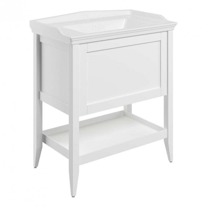 Dove Bathrooms Serene 800mm 1 Drawer Traditional Vanity Unit & 1TH Basin - Matt White