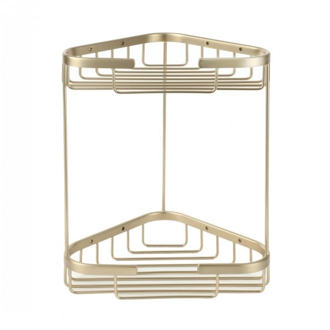 Dove Bathrooms Shell Brushed Brass 2-Tier Storage Basket