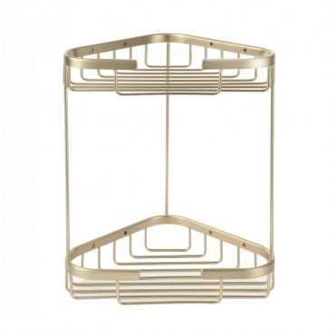 Shell Brushed Brass 2-Tier Storage Basket