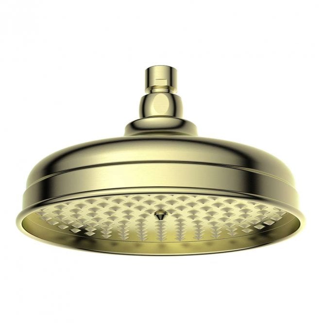 Dove Bathrooms Shore 200mm Round Traditional Fixed Shower Head - Brushed Brass