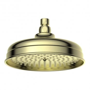 Shore 200mm Round Traditional Fixed Shower Head - Brushed Brass