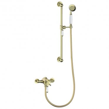 Shore Traditional Concentric Single Outlet Shower Valve & Riser Kit - Brushed Brass