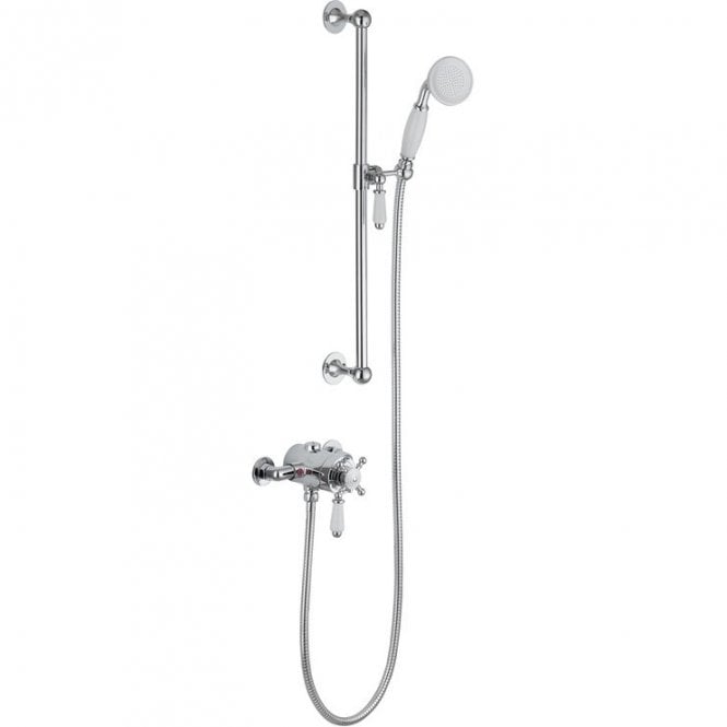 Dove Bathrooms Shore Traditional Lever Concentric Thermostatic Shower Valve with Adjustable Slide Rail Kit - Chrome