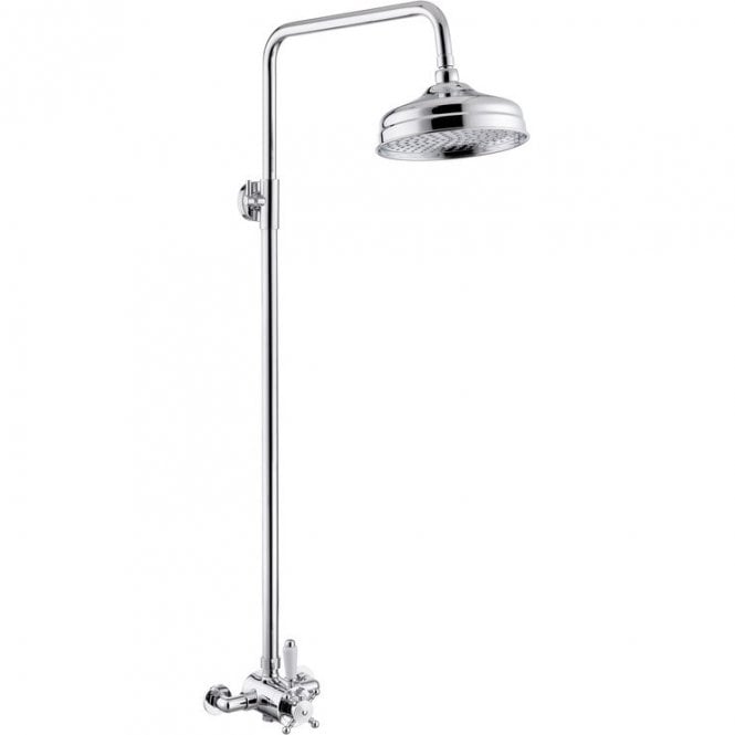 Dove Bathrooms Shore Traditional Lever Concentric Thermostatic Shower Valve with Fixed Overhead Kit - Chrome