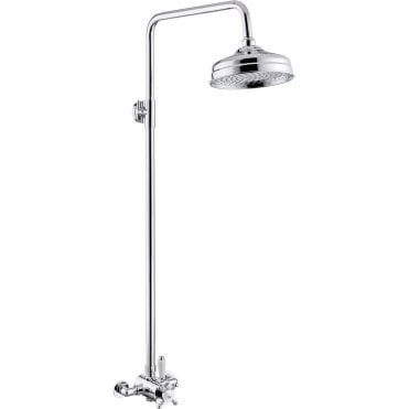 Shore Traditional Lever Concentric Thermostatic Shower Valve with Fixed Overhead Kit - Chrome