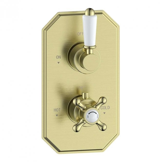 Dove Bathrooms Shore Traditional Lever Thermostatic Single Outlet Shower Valve - Brushed Brass