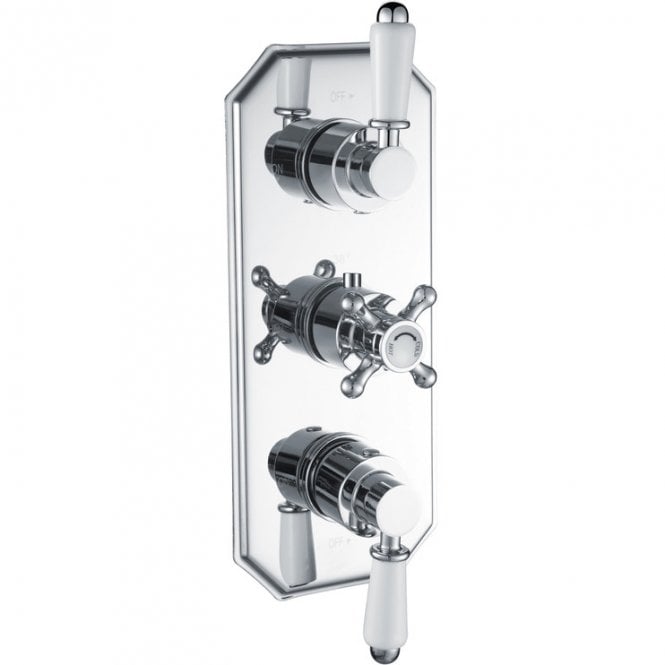 Dove Bathrooms Shore Traditional Lever Thermostatic Two Outlet Shower Valve - Chrome