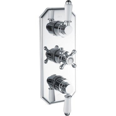 Shore Traditional Lever Thermostatic Two Outlet Shower Valve - Chrome