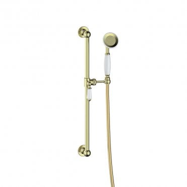 Shore Traditional Riser Rail Kit & Single Mode Handset - Brushed Brass