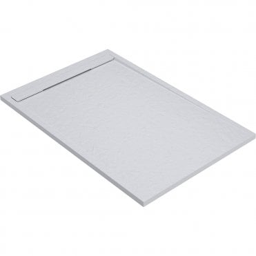 Slate White 1400x800mm Rectangular Slim 30mm Shower Tray & Hidden Waste