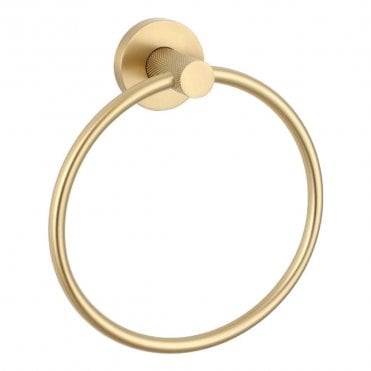 Sphere Brushed Brass Towel Ring
