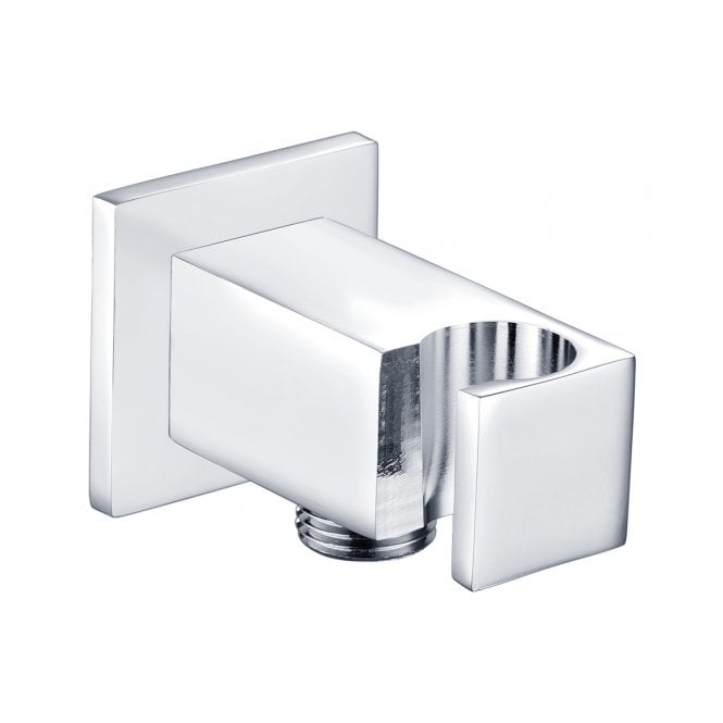 Dove Bathrooms Square Shower Handset Wall Bracket with Outlet - Chrome