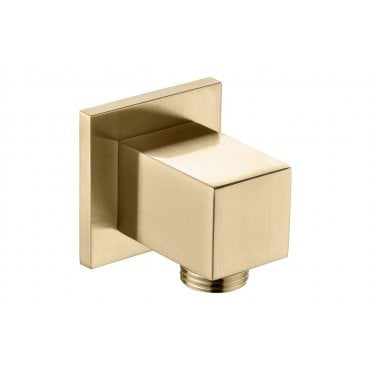 Square Shower Wall Outlet Elbow - Brushed Brass
