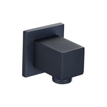 Square Shower Wall Outlet Elbow - Matt Black