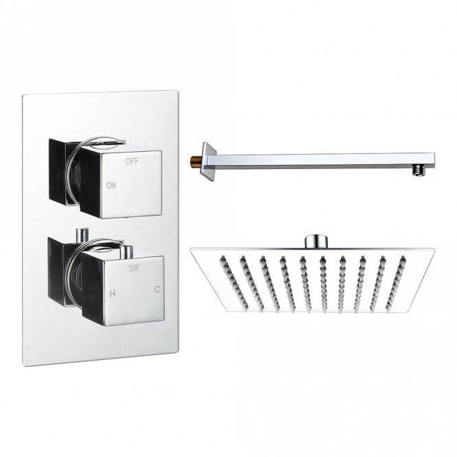 Dove Bathrooms Storm Chrome Round 1 Outlet Concealed Mixer with Overhead Shower
